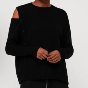 All Saints Ria Jumper Sweater Button Placket Front Back Black Size Medium